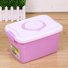 厂家批发小型整理箱 双提手纯色塑料简易收纳箱  玩具家居收纳箱