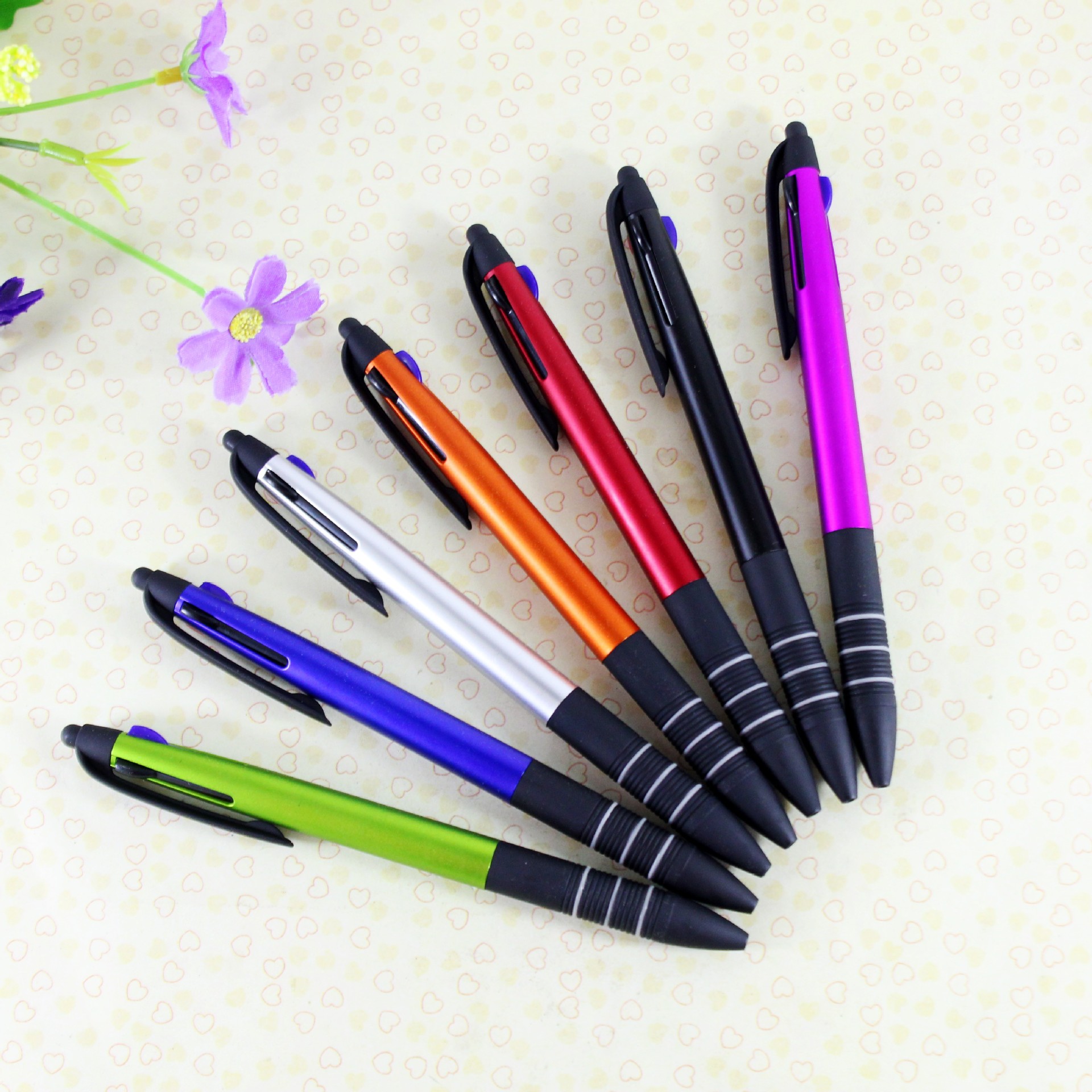 Suministro de tres colores Stylus multi-color bolígrafo de tres colores push pantalla táctil color pluma multifuncional de 3 colores pluma capacitiva