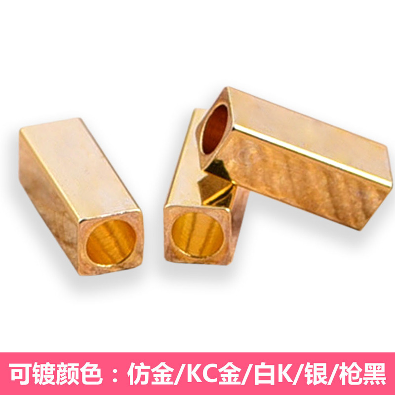 3*8mm Rectangular Hollow Separator Bead Metal Handstring Pendant DIY Jewelry Copper Accessories Electroplated Gold Silver