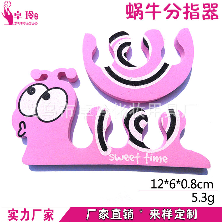 Los fabricantes suministran dibujos animados de animales EVA dedo del pie separador Caracol dedo del pie separador dedo algodón impresión D