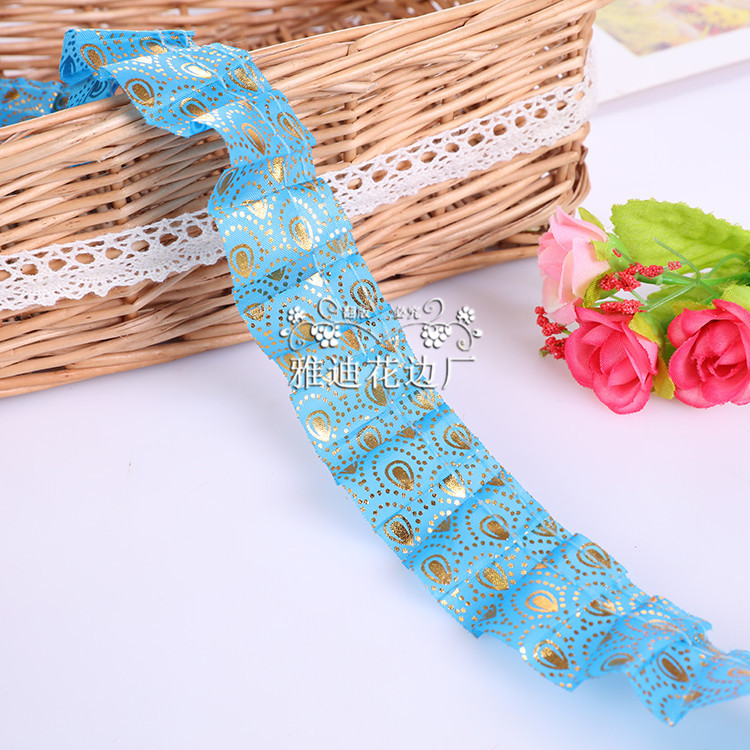 厂家供应 花边辅料 2.5公分烫金桃心裙边裙摆配件服装DIY装饰