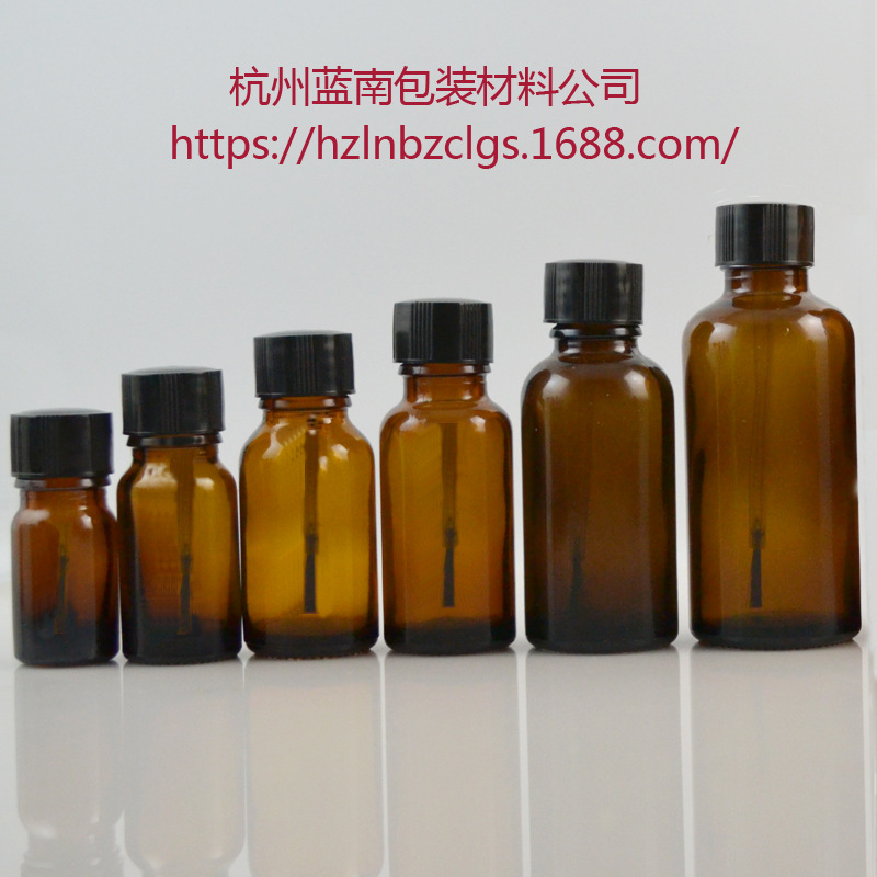 品质保证50ML/30ML/20ML/15ML/10ML/5ML棕色玻璃精油瓶毛刷瓶