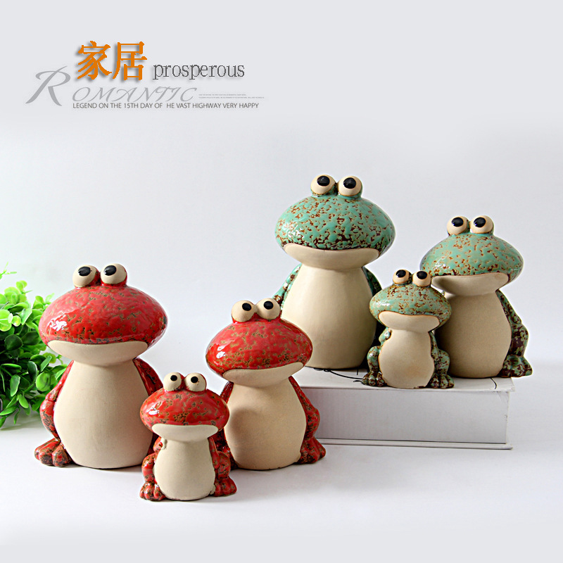 Factory direct supply ceramic crafts creative home decoration ornaments wholesale ceramic frog decoration czm0004