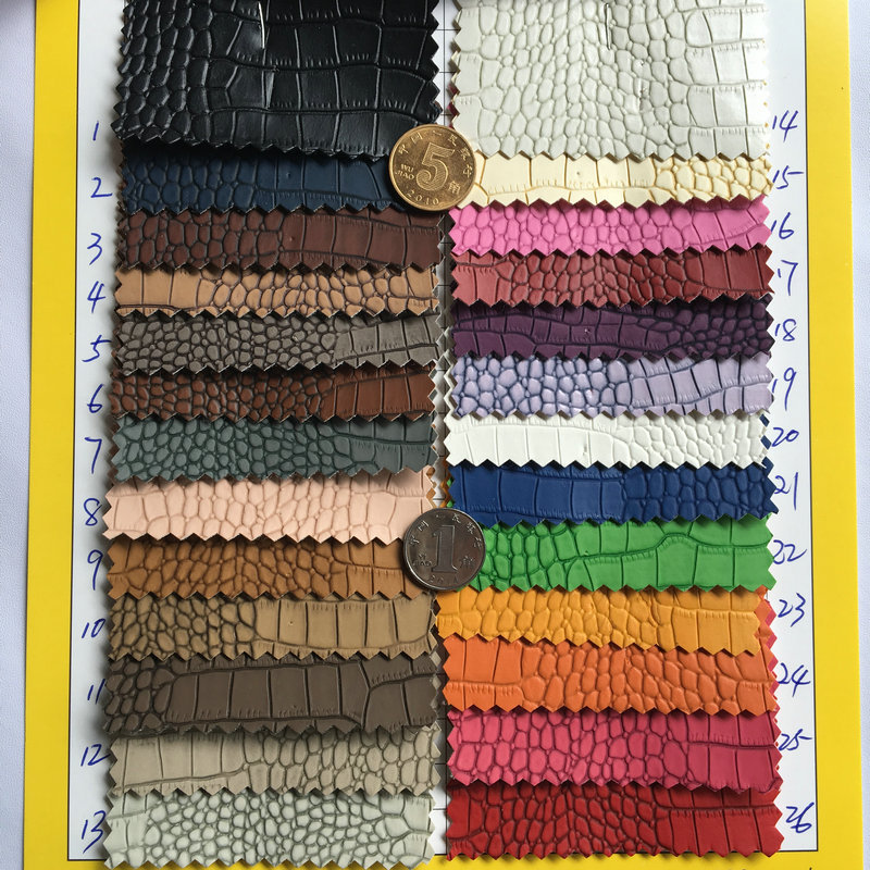 Factory price spot matte antique wool bottom small crocodile pattern PVC leather packaging box leather material packaging fabric