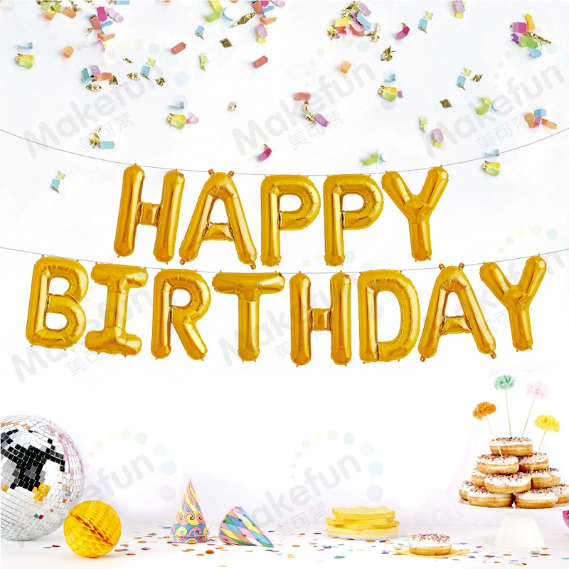 English Happy Birthday Birthday Happy Balloon Aluminum Film Balloon Set Decoration Tibetan Pole Windsie