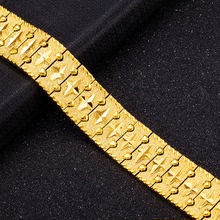 越南沙金手表鏈 16.5mm男士鍍金手鏈表 超寬黃銅霸氣手表鏈男