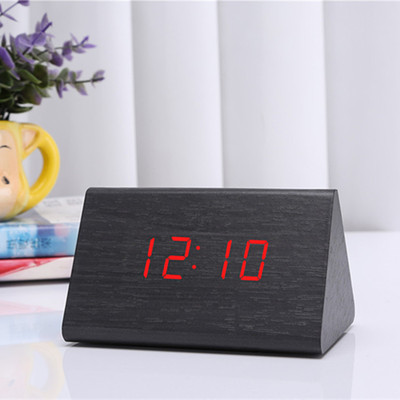 Noctilucent Mute multi-function woodiness alarm clock intelligence led Wooden bell gift Electronic clock wholesale Quartz Clock