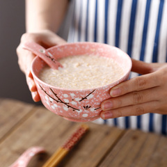 5-inch rice bowl Japanese-style underglaze ceramic tableware pink porridge bowl set hotel home single eating bowl