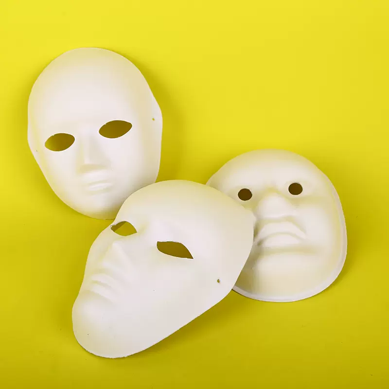 幼儿园儿童白胚绘画涂色京剧脸谱卡通面具国潮带绳空白画画材料