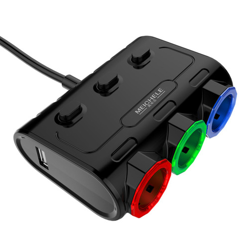 Car Charger One to Three Car Charger Car Charger One to Three\Independent Switch\Dual USB Ordinary Model