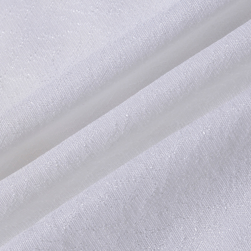 麻纹条子布 全涤白色坯布家纺半遮光布涤丝纺底布窗帘面料现货