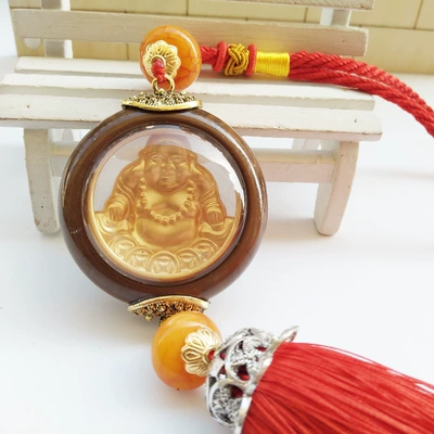 Car hanging peach wood car pendant - maitreya-buddha