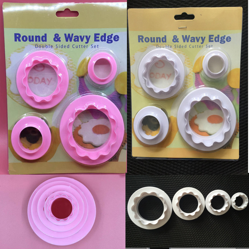 4pcs двухсторонний торт с юбкой по форме DIY выпечка с сахаром инструмент для укладки торта Розовая белая упаковка OPP выбор