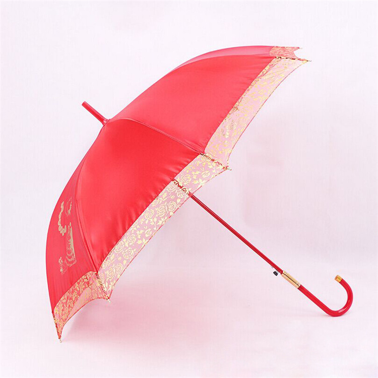 55*8K Big Red Gold rose umbrella wedding straight pole sunny umbrella wedding wedding lace bride umbrella