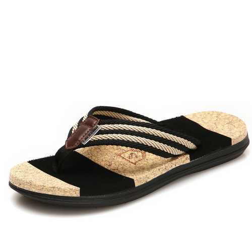 Cross-border large size beach flip-flops for men, wholesale outdoor anti-slip rubber sandals for men, summer toe sandals