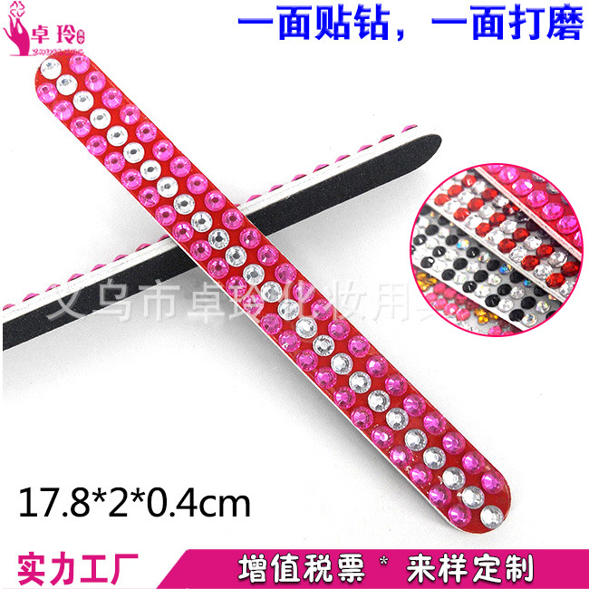 Comercio exterior lima de uñas de diamante único con diamante/pegado lima de uñas de diamante tira de acrílico de alta calidad fabricante de tiras de molienda