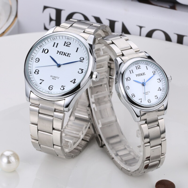 New MIKE leisure big digital elderly clear watch steel band waterproof couple watch wholesale sales