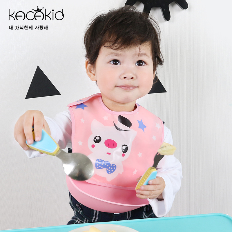 Wholesale Cartoon Cute Three-Dimensional Waterproof Children's Saliva Bib Baby Eating Pocket Baby Bib Double Layer Saliva Pocket