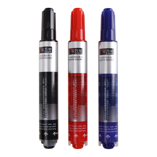 Jin Wannian straight liquid whiteboard pen large capacity press-type 2mm black drawing board pen erasable K-0602B