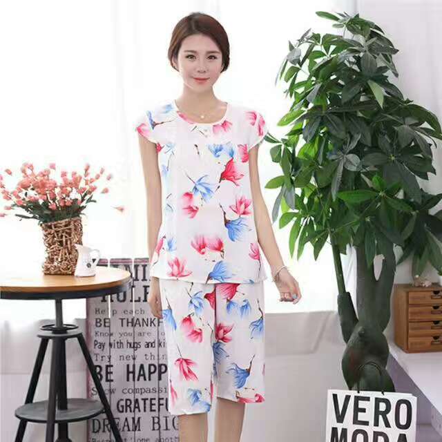 Air Conditioning Cotton Silk 40 Yarn Home Wear Pajamas Plus Size Pants Set Loose Casual Pure Cotton Home Thin Style