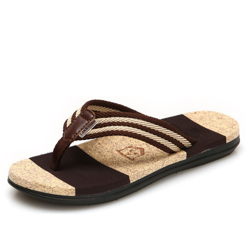 Cross-border large size beach flip-flops for men, wholesale outdoor anti-slip rubber sandals for men, summer toe sandals