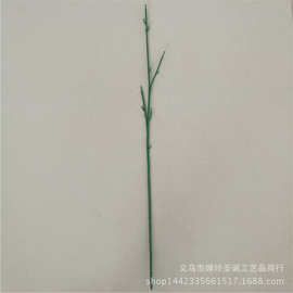 厂家供应仿真花枝头67厘米三叉百合枝 丝网花百合花枝杆配件批发