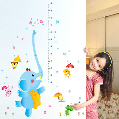 【SK9111】新款卡通小象喷水身高贴 儿童房 学校教室背景装饰墙贴