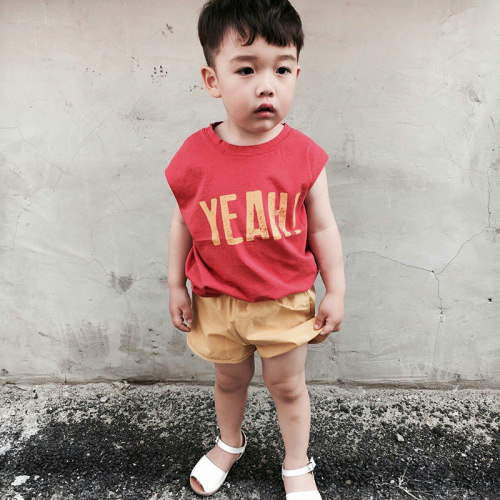 Kids Tales Children's Summer T-Shirts in Korean Style for Sale, Boys' Knit Sleeveless Backless Tops