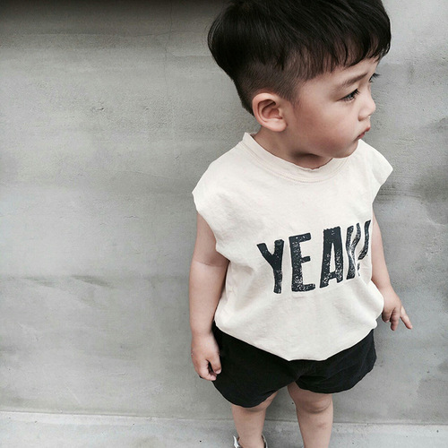 Kids Tales Children's Summer T-Shirts in Korean Style for Sale, Boys' Knit Sleeveless Backless Tops