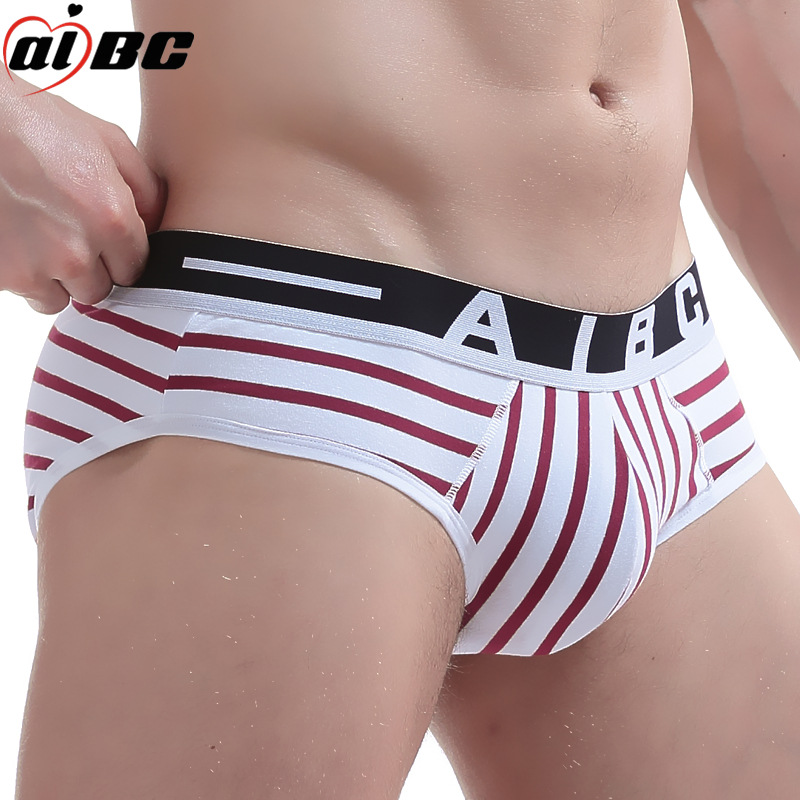 aibc factory direct genuine men's underwear low waist 95 cotton stripe U convex fashion sexy men's briefs
