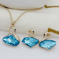 Аксессуар, серьги, ожерелье, цепь, набор, лебедь, корейский стиль