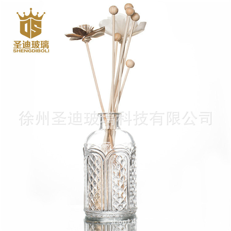 批发 220ml透明雕刻香薰瓶 卡口玻璃瓶 精美礼品 花瓶插花