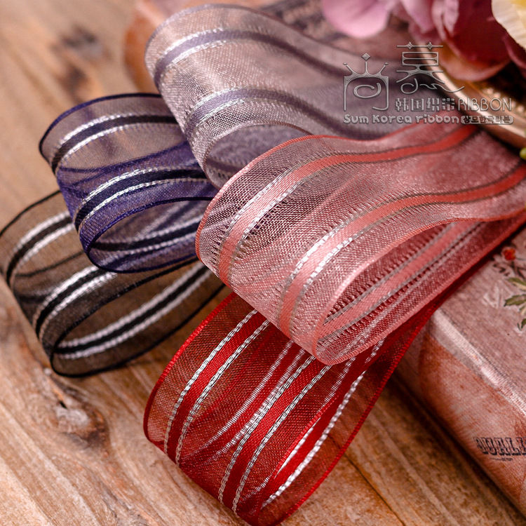 韩国织带 双条纹镂空纱带发饰diy材料服装辅料礼帽包装礼盒织带
