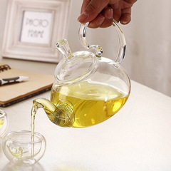 防掉蓋高把壺仙蹤壺 壺口帶過濾網耐高溫玻璃高把玻璃茶壺