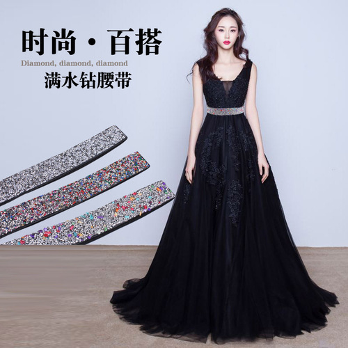 bling rhinestones studded with diamonds full of diamonds elastic wide belt flashing diamonds for women all-match crystal girdle fashionable elastic belt