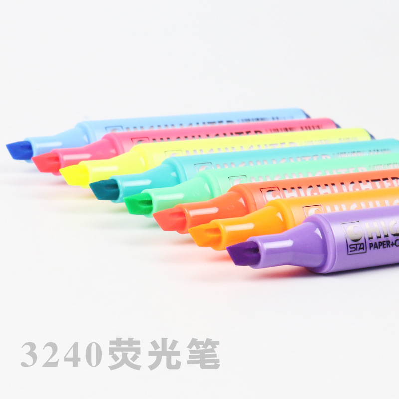 Star3240 8-color marcador al por mayor estudiante marcador clave marcador oblicuo cabeza gancho marcador