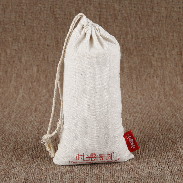 厂家空白束口帆布袋定制收纳加长抽绳小布袋透气中草药包装棉布袋