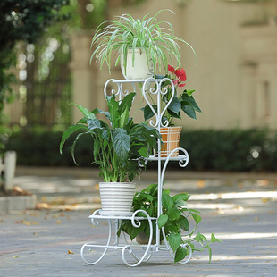 Solno Iron Flower Stand Floor-standing Flower Pot Stand Multi-layer Indoor and Outdoor European Style Living Room Balcony Green Flower Shelf