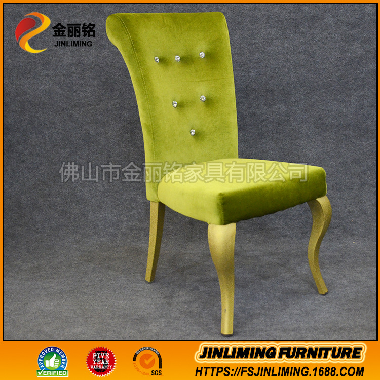 Fábrica al por mayor estilo chino como silla de madera-comedor suave silla trasera Silla de banquete de hotel reunión Silla de tela