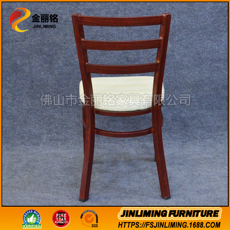 Silla de comedor de imitación madera para habitación privada de hotel, silla de imitación madera con veta de madera para restaurante con respaldo suave, silla general, mesa y sillas de comedor de estilo chino nuevo