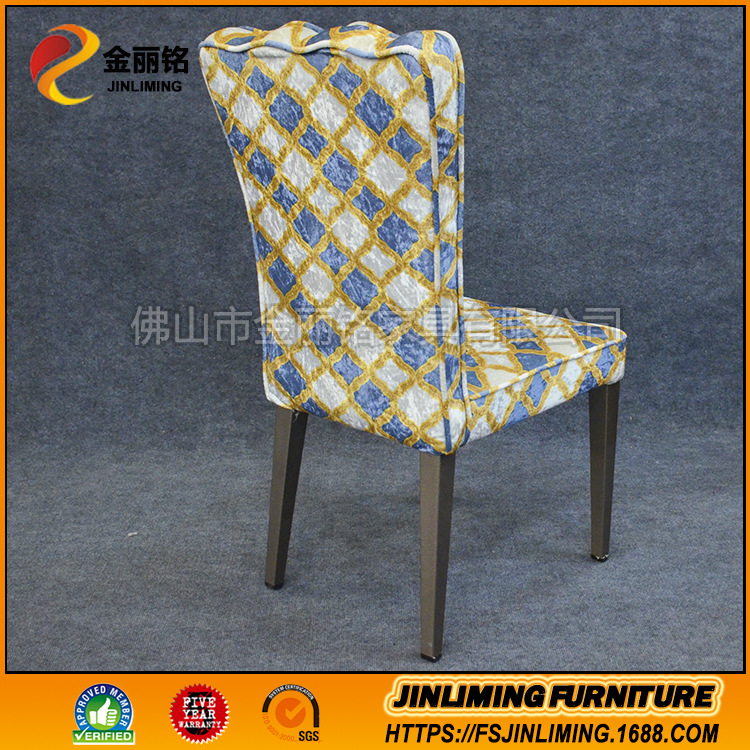 Fábrica al por mayor restaurante metal suave bolsa imitación silla de madera olla caliente restaurante de alta gama comedor silla moda paño chino comedor silla