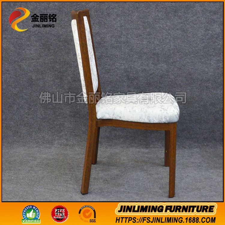 Suministro directo de fábrica personalizada comida occidental imitación silla de madera restaurante imitación silla trasera de madera Hotel aleación de aluminio silla suave de metal