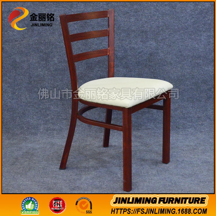 Silla de comedor de imitación madera para habitación privada de hotel, silla de imitación madera con veta de madera para restaurante con respaldo suave, silla general, mesa y sillas de comedor de estilo chino nuevo