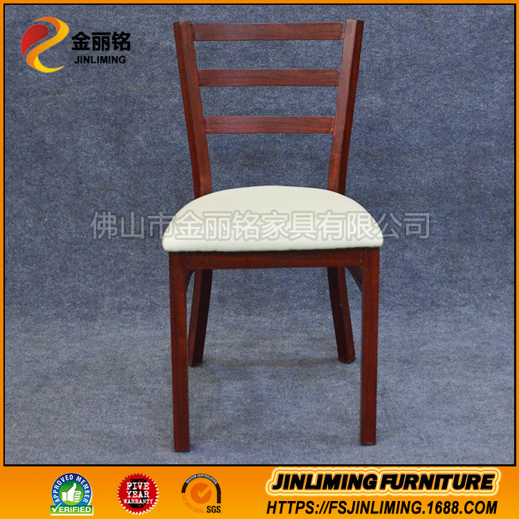 Silla de comedor de imitación madera para habitación privada de hotel, silla de imitación madera con veta de madera para restaurante con respaldo suave, silla general, mesa y sillas de comedor de estilo chino nuevo