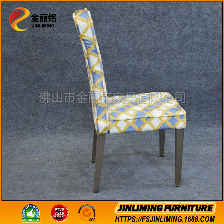 Fábrica al por mayor restaurante metal suave bolsa imitación silla de madera olla caliente restaurante de alta gama comedor silla moda paño chino comedor silla