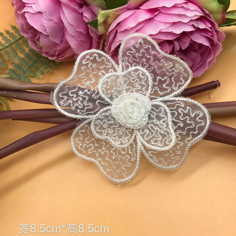 厂家供应 绣花蕾丝魔法贴头饰可DIY发夹 蕾丝刺绣花布贴现货
