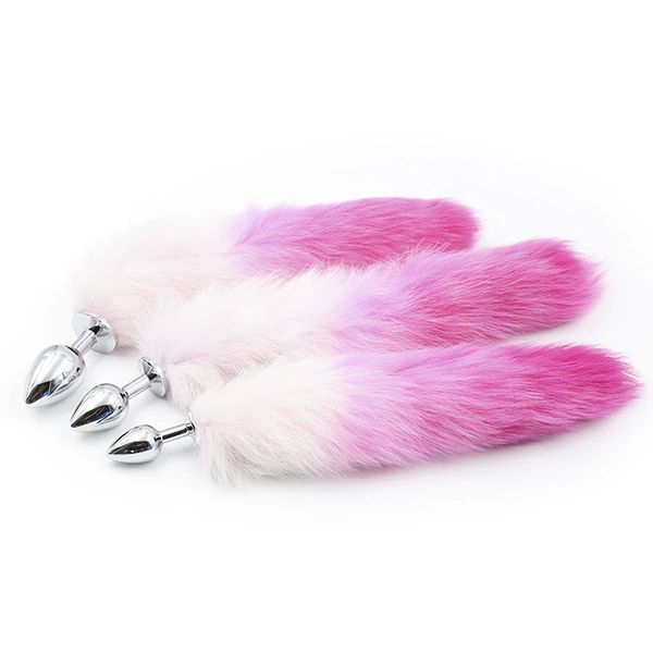 Pink artificial hair-large anal plug