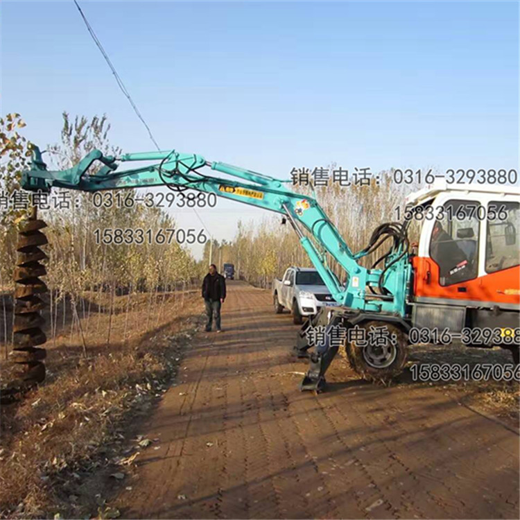 挖坑机 拖拉机吊车 电线杆挖坑立杆一体机