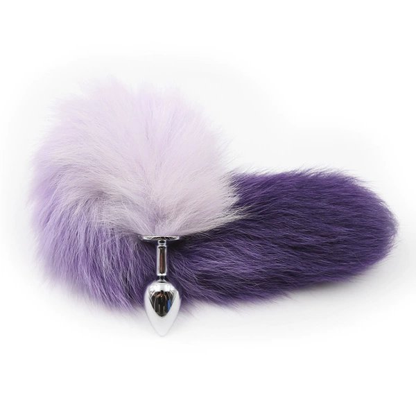 Purple artificial hair-large anal plug