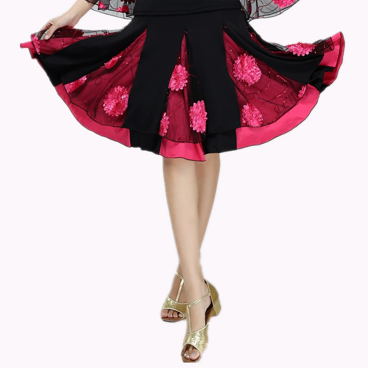 Квадратная танцевальная юбка с пайетками Практика производительности Танцевальная юбка Латинская ча Танцевальная юбка с пайетками Юбка для выступлений